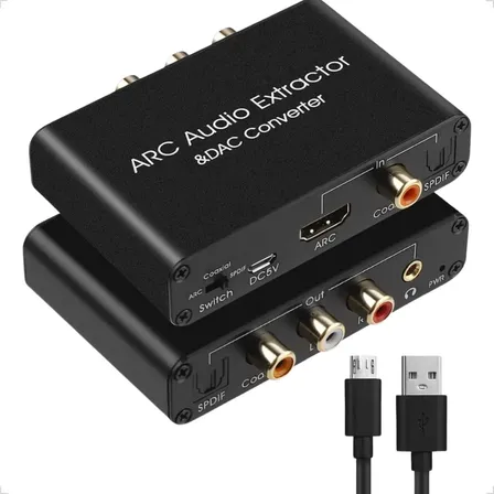 Extrator Conversor Áudio Hdmi Arc Coaxial P/ Rca P2 Óptico