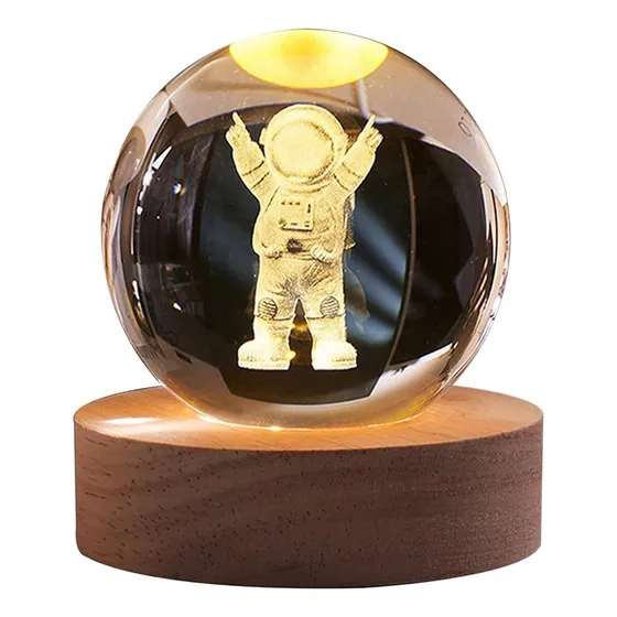 Esfera Bola Cristal Lampara Led 3d Usb Luz Noche Deco 0601