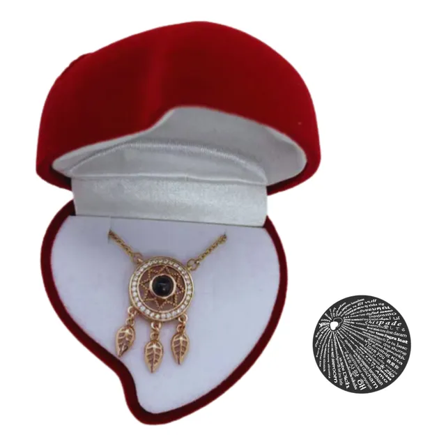 Collar Dije 100 Idiomas Atrapasueños Pareja Amo Proyeccion