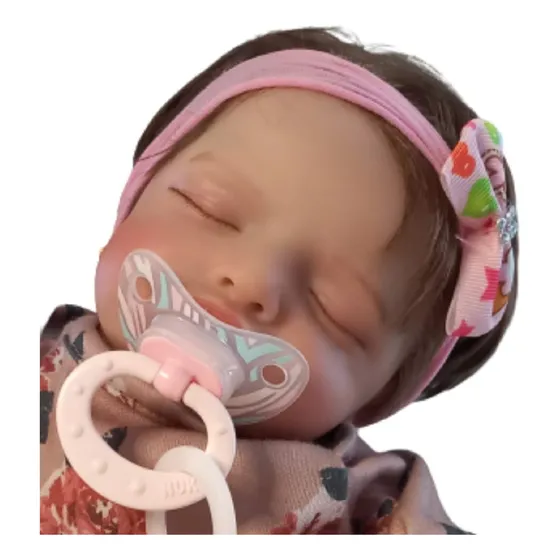 Bebê Reborn Realista Olho Fechado Delicada Com Cabelinho Bb