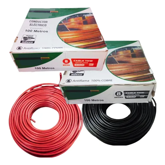 Cable Eléctrico Calibre 8 Cobre 100% Thw 100mts Negro/rojo