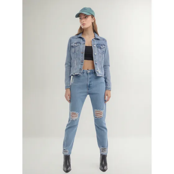 Jean Mujer Seven Mom Azul Algodón 28160757-51
