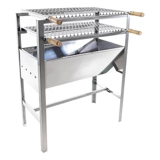 Churrasqueira Inox Grande Leve 2 Grelhas Inox Tipo Moeda Churrasqueira Inox Grande Leve 2 Grelhas Inox Tipo Moeda