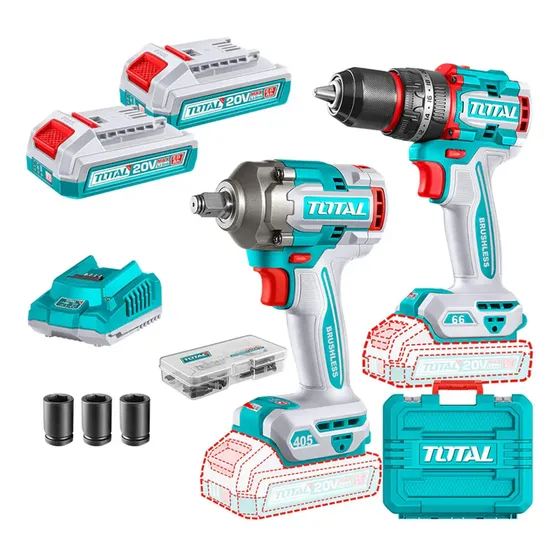 Kit Taladro Percutor 66nm + Llave Impacto 405nm 20v Total