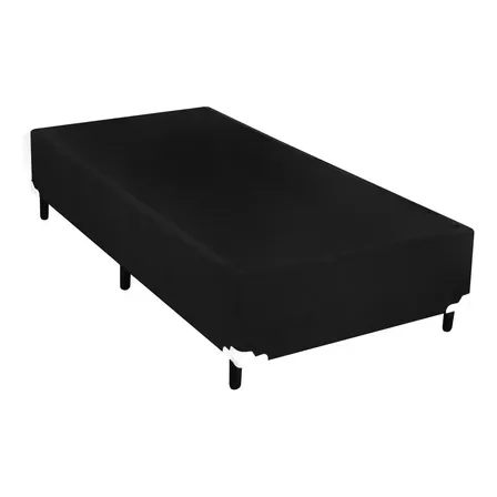 Base Box Solteiro Ducci Colchões de Suede Preto com Pillow Top
