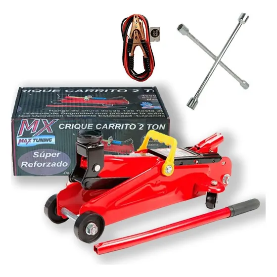 Crique Gato Hidraulico Carrito 2 Tn +cable Puente+llave Cruz