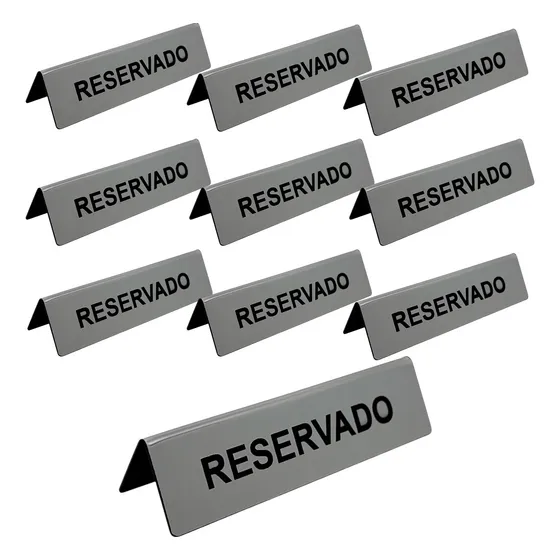 Placa Reservado Display Prisma Mesa Identificação 10 Peças