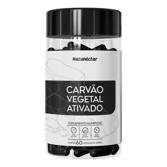 Carvão Vegetal Desintoxica O Intestino Ativado Puro 60 Caps Sabor Sem sabor