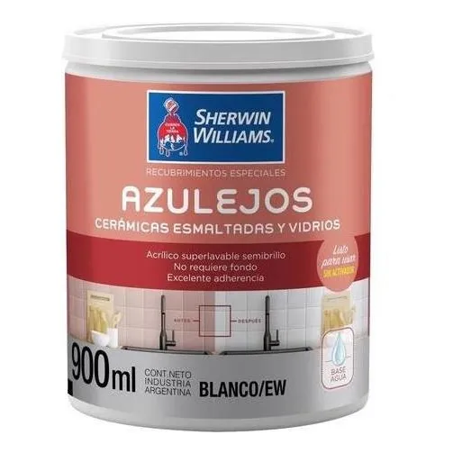 Pinturas Sherwin Williams Rec. Especial Para Azulejos 0,9 Lt Acabado Semibrillo Color Blanco