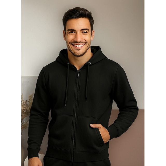 Jaqueta, Blusa Moletom Masculina Bolso Canguru Com Ziper Jaqueta, Blusa Moletom Masculina Bolso Canguru Com Ziper