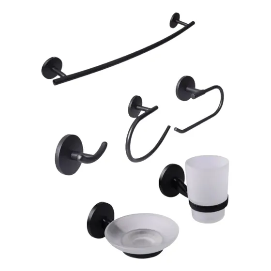 Set De Accesorios De Baño 6 Piezas Negro Mate