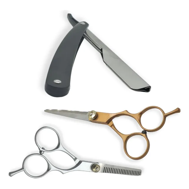 Kit De Tijera Entresacadora Y De Corte + Barbera