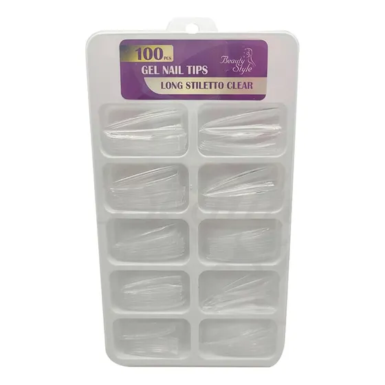 Tips Para Uñas Long Stiletto Clear Beauty Style 100 U