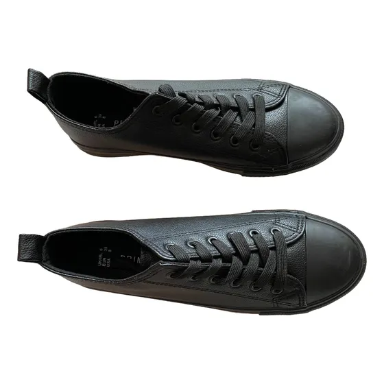 Zapatillas Marca Primark Eco Cuero Negro Base Negra Talle 39