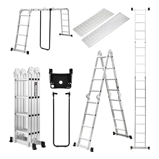 Escalera Plegable, Escalera De Extensión De Aluminio De 15.5