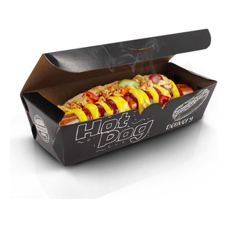 Embalagem Caixa Hot Dog Cachorro Quente Delivery 100 Pçs Pr Embalagem Caixa Hot Dog Cachorro Quente Delivery 100 Pçs Pr