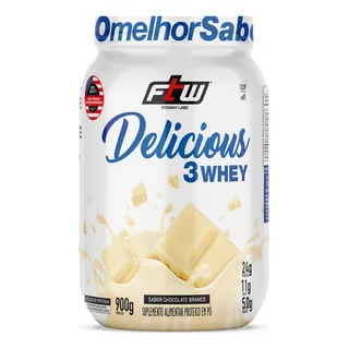 Delicious 3 Whey ProteĂna Hidrolisada Concentrada E Isolada Pote 900g Sabor Chocolate Branco - Ftw Delicious 3 Whey ProteĂna Hidrolisada Concentrada E Isolada Pote 900g Sabor Chocolate Branco - Ftw
