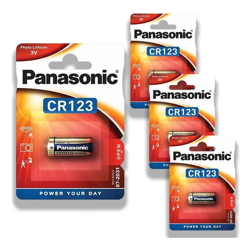 04 baterías Panasonic Cr123, 4 baterías
