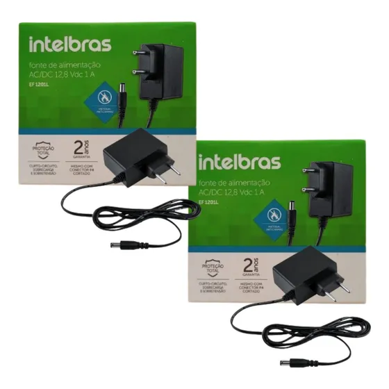 2 Fonte Ac/dc 12,8 V 1a - Ef 1201l  Intelbras