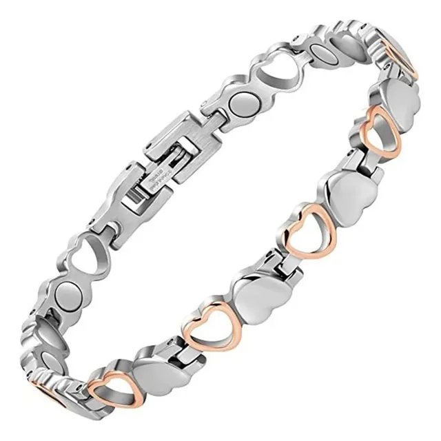 Pulsera Dama Biomagnetica Dorada De Acero Inoxidable 316l