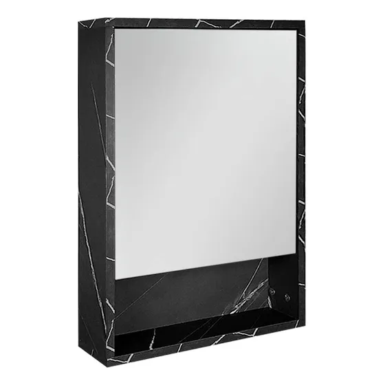 Botiquin Organizador Con Espejo Decomobil Gabinete De Baño Color Mármol gris