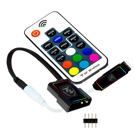 Kit Controlador Rgb P/ Fita Led Fan 4 Pinos 12v Molex Pc Pro
