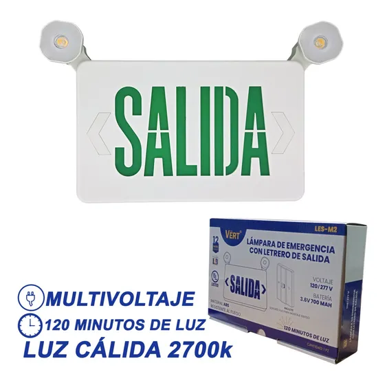 Aviso Letrero Led De Salida De Emergencia 2 Caras
