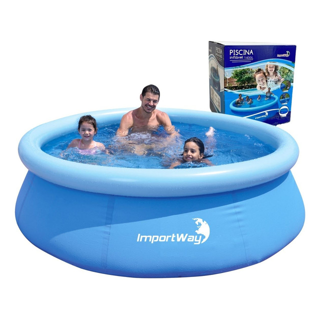 Piscina Borda Reforçada Inflável Capacidade 1400 Litros Azul Piscina Borda Reforçada Inflável Capacidade 1400 Litros Azul