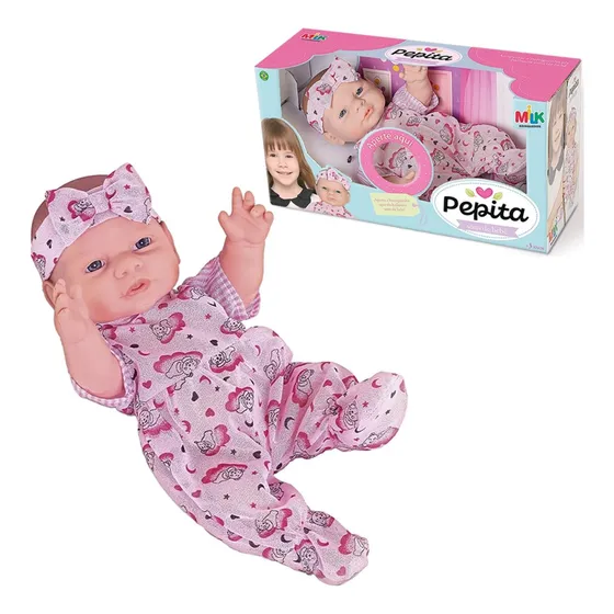Boneca Que Fala Bebê Fala Chora Ri Pepita Macia Brinquedo