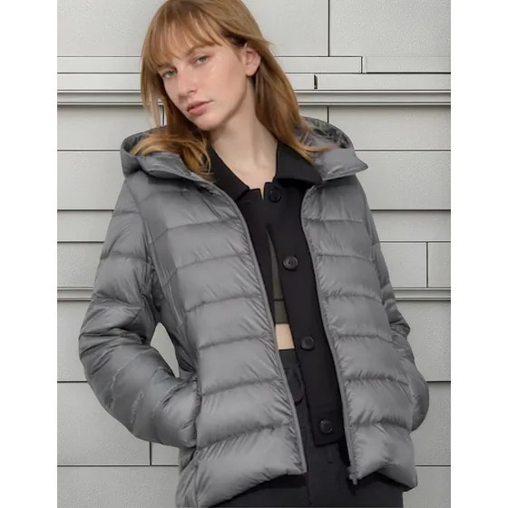 Campera Uniqlo Ultra Light Down Parka Mujer Gris 04 Original