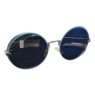 Lentes De Sol Circulares Azul Con Dorado Lentes De Sol Circulares Azul Con Dorado