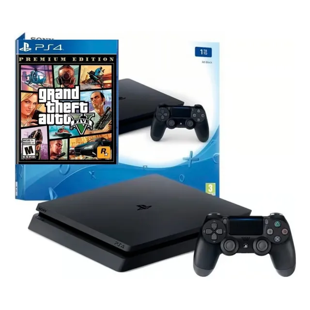 Playstation 4 Slim Nueva + Gta 5 Negro