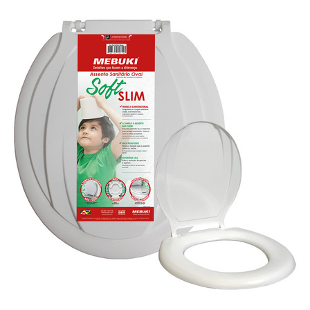 Tampa De Vaso Sanitário Mebuki Universal Oval Cor Branco Tampa De Vaso Sanitário Mebuki Universal Oval Cor Branco