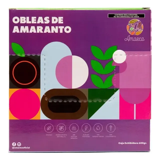 Amarea® Oblea Amaranto Sabor Tiramisu & Limone | 20 Piezas