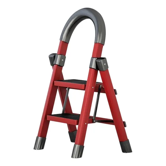 Escalera Plegable De Tijera Acero De Portátil Color Rojo
