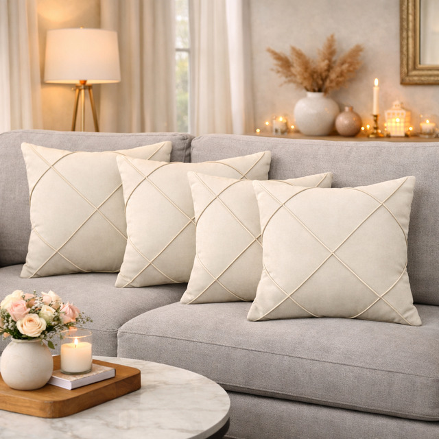 Kit 4 Almofada Cheia Suede Drapeada Macia 45x45 - Decorativa Kit 4 Almofada Cheia Suede Drapeada Macia 45x45 - Decorativa