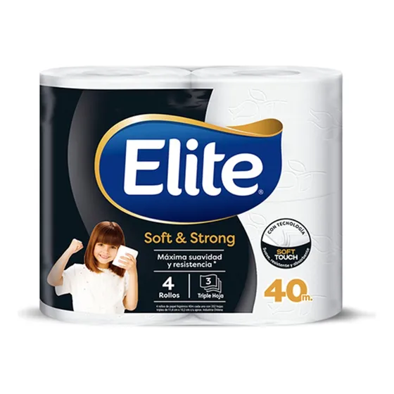 Elite Papel Higienico Triple Hoja Soft & Strong 40m 4 Rollos