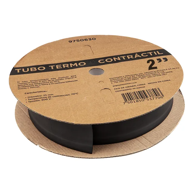 Tubo Termocontráctil 2  Rollo 10m Negro 9750635 Argos