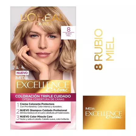 Kit De Coloración L'oréal Paris Excellence Creme Tono 8 Rubio Miel