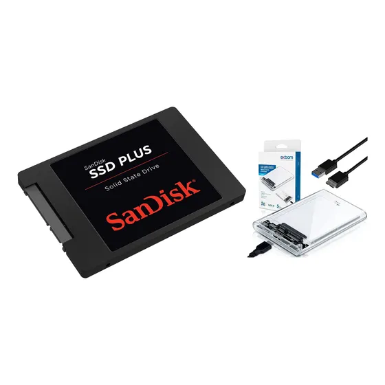 Hd Externo - Ssd Sandisk Plus 1tb Sata 3 + Case + Cabo