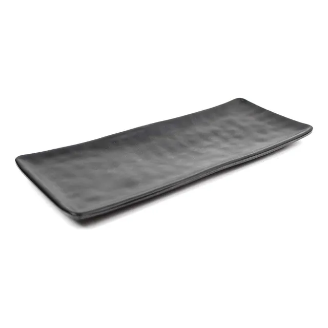 12 Canoas Platos Para Sushi Presentación Melamina 28 X 10 Cm Color Negro Canoa