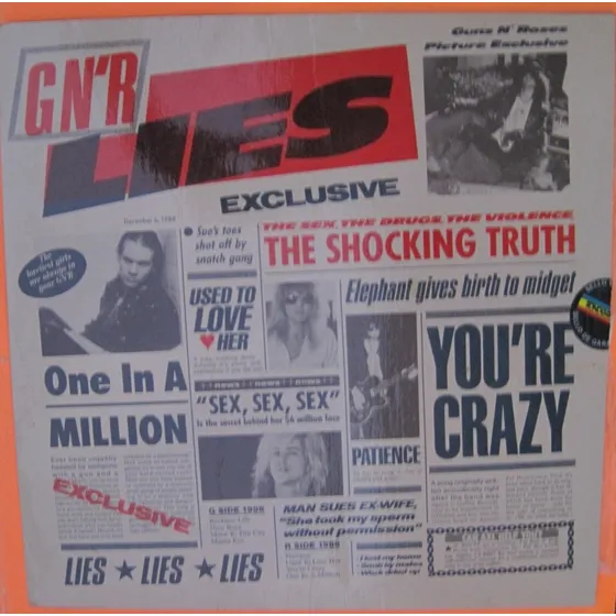 Guns N´roses Gn´r Lies Disco 1988 Sonográfica Vzla Lp Rock 
