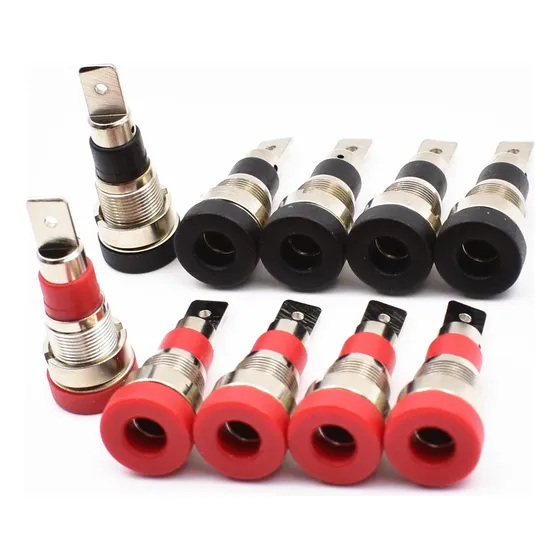 10 Uds. Conector Banana Hembra De 4mm, Negro Y Rojo, Adaptad
