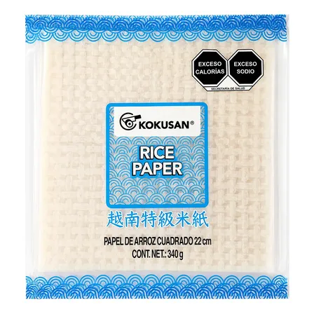 Papel Arroz 22 Cm Cuadrado Kokusan 340 G (12 Oz)