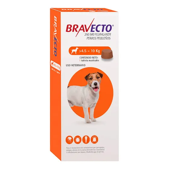 Antipulgas Para Perros Bravecto 250mg (4.5-10 Kg) Color Marrón Claro