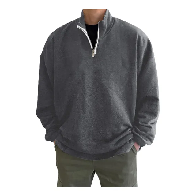 Polo Manga Larga Para Hombre Ajuste Regular Cuello Cuadro