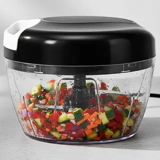 Processador Triturador Fatiador Picador Moedor Temperos Legumes Frutas Alimentos Alho Cebola Manual Souleve 500ml 3 Lâminas Inox