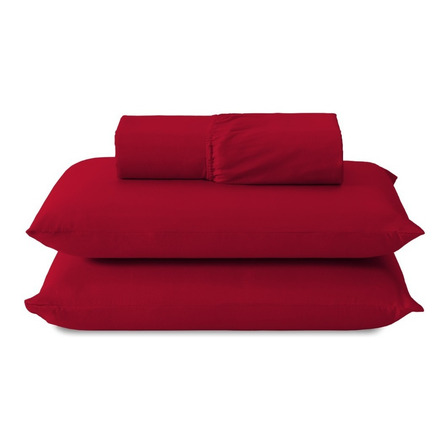 Jogo De Lençol Casal Padrão Microfibra Cama Box 03 Peças Cor Vermelho Desenho Do Tecido Liso Jogo De Lençol Casal Padrão Microfibra Cama Box 03 Peças Cor Vermelho Desenho Do Tecido Liso