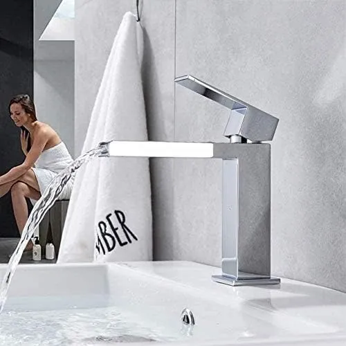 Grifo Cocina Cascada Lavabo Caño Largo Una Sola Manija Laton