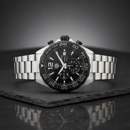 Relógio Tag Heuer Formula 1 Prateado Fundo Preto Sem Caixa Prata Preto